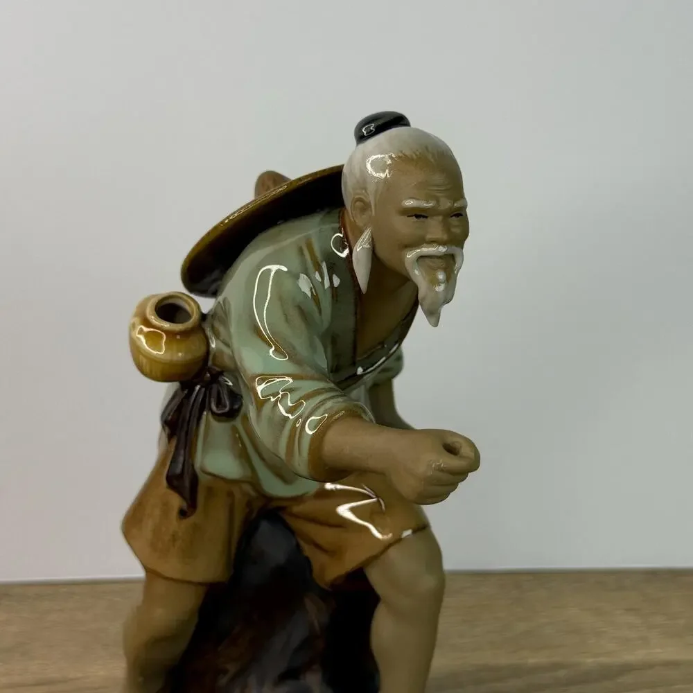 Vintage Shiwan Chinese Mudman Figurine Fisherman Mud Man Figure